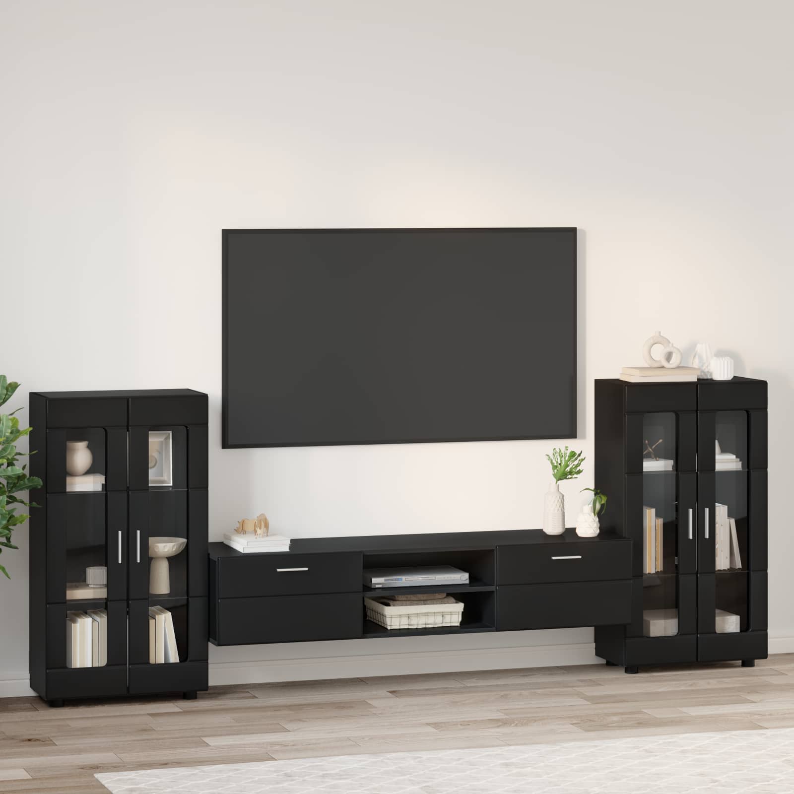 Highboard mit Regal FLORIN Weiß 60 x 35 x 182 cm Holzwerkstoff