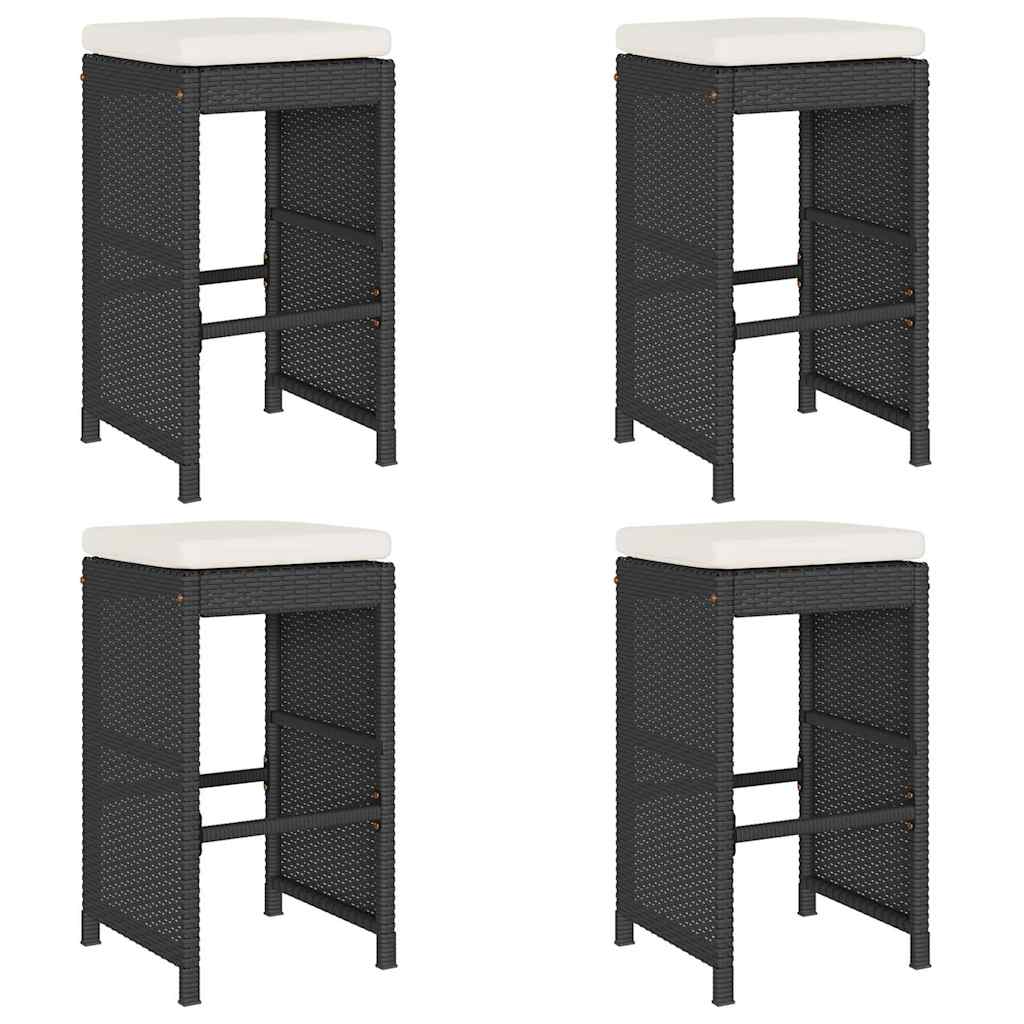 Garten-Barhocker mit Kissen 2 Stk. Braun Poly Rattan