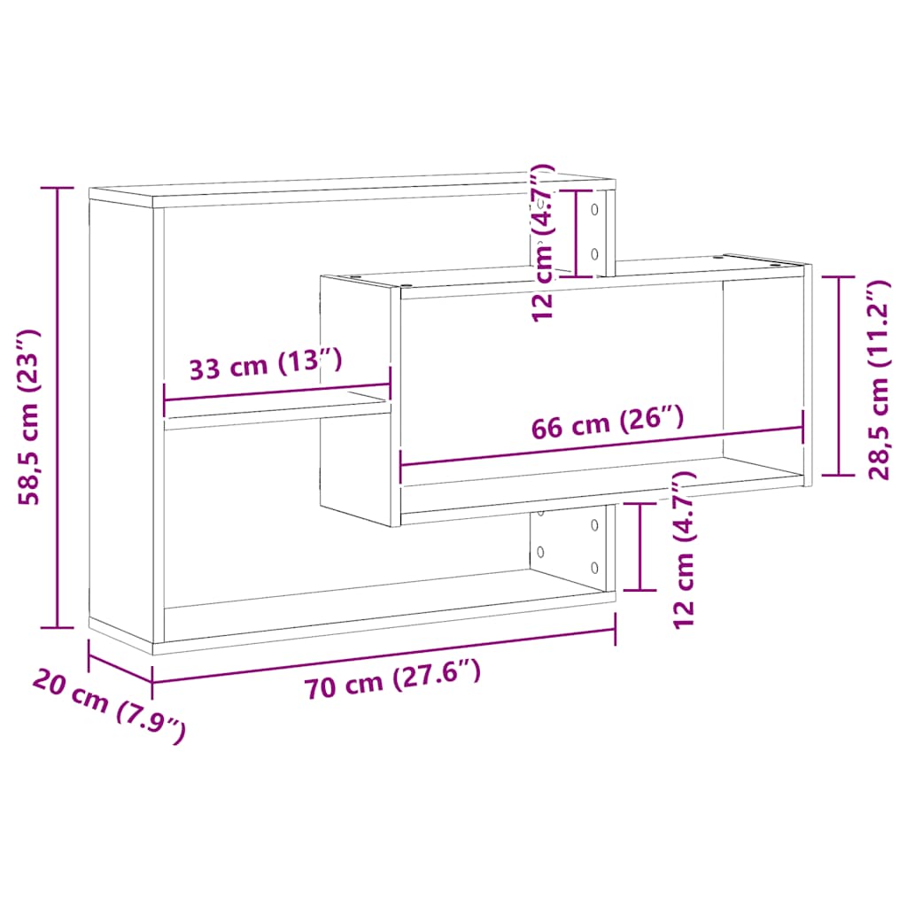 Wandregale Weiß 104x20x58,5 cm Holzwerkstoff