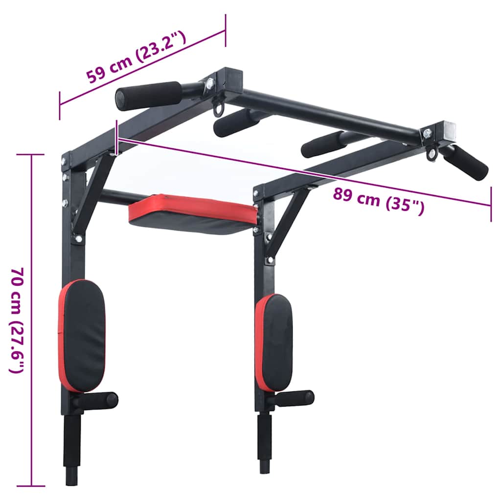 Dip Station Schwarz und Rot 72,5 x 70 x 31 cm