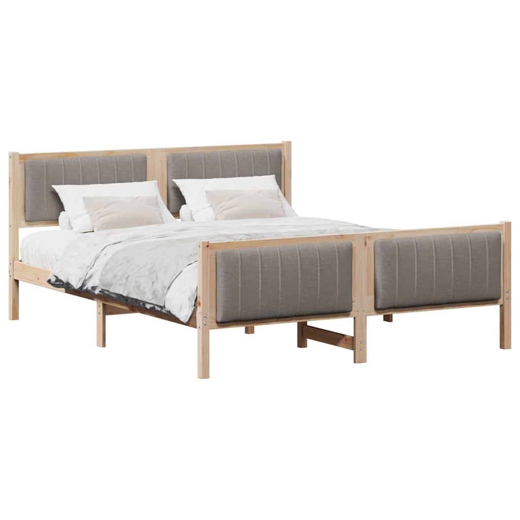 Bettgestell Braun und hellgrau 200 x 200 cm Massivholz Kiefer