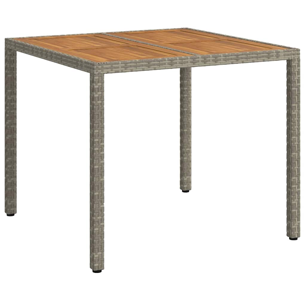 Gartentisch 150x90x75 cm Hartglas und Poly Rattan Grau