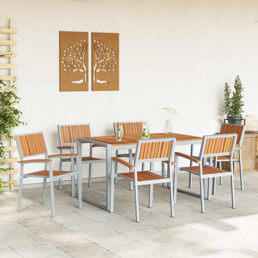 Garten Essgruppe 5 pcs Grau Massivholz Akazie