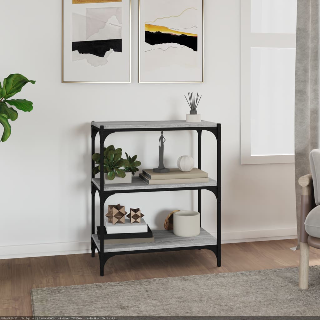 Bücherregal Schwarz 40x33x70,5 cm Holzwerkstoff und Stahl