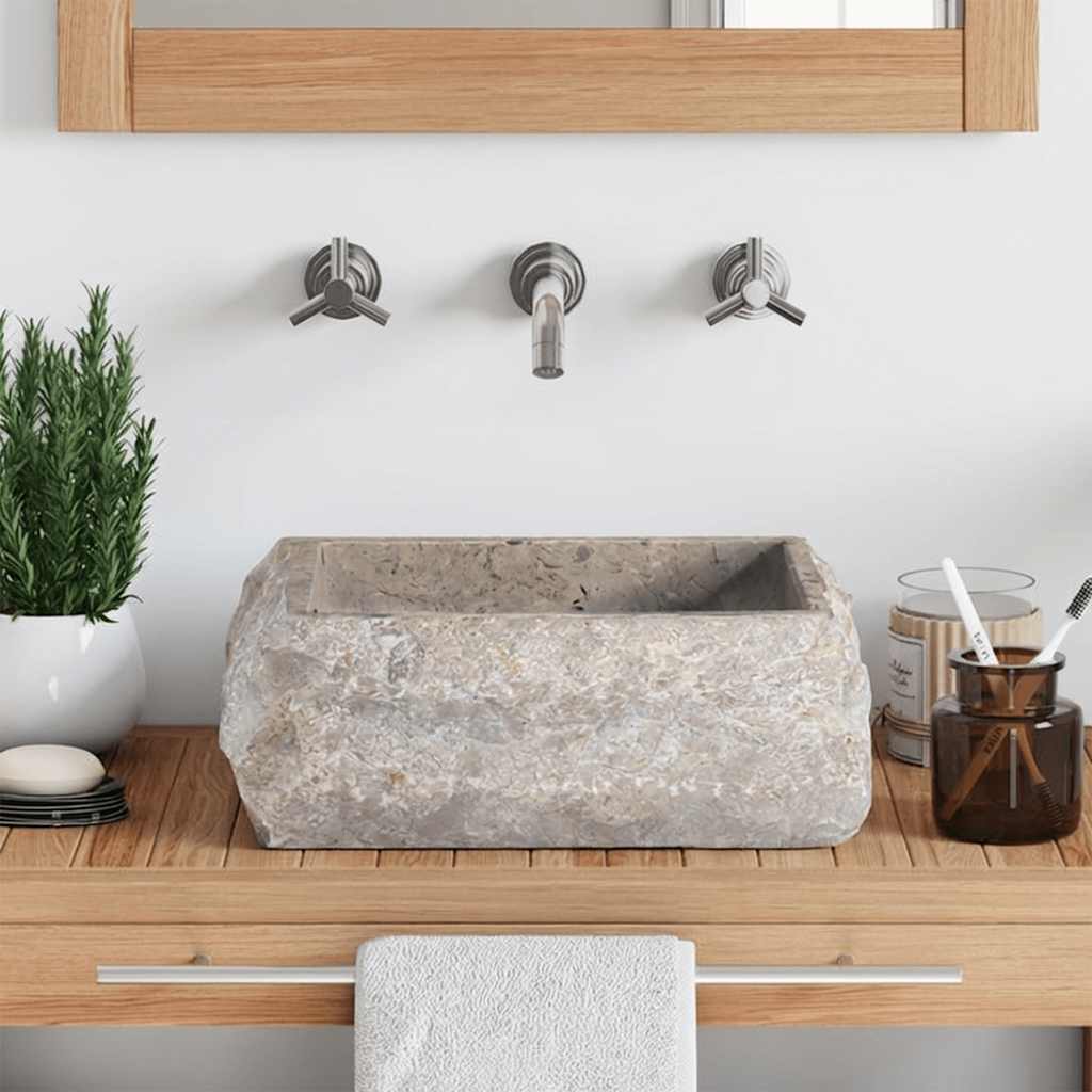 Waschbecken Creme 30x30x13 cm Marmor