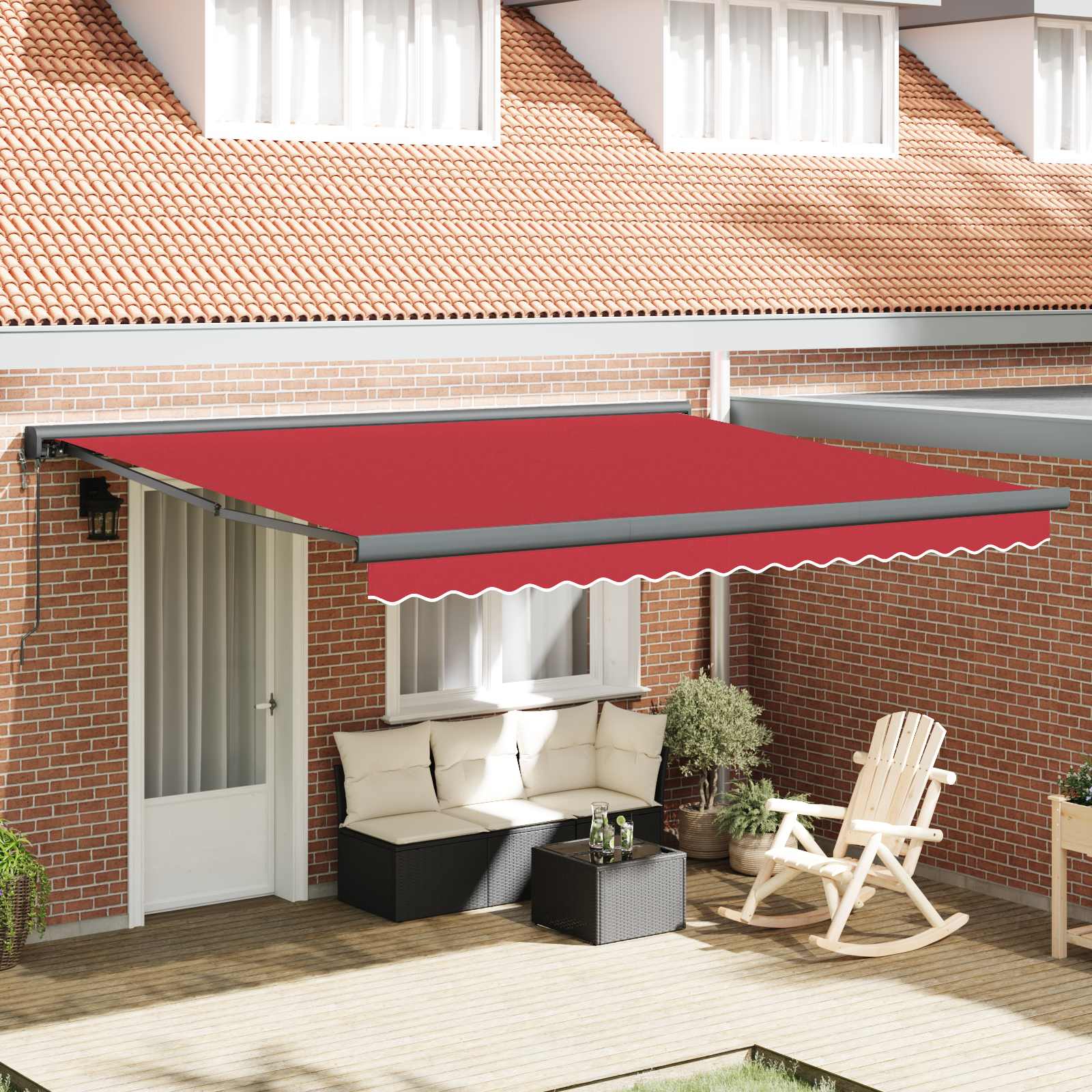Markise Einziehbar Blau und Weiß 4x3 m Stoff und Aluminium