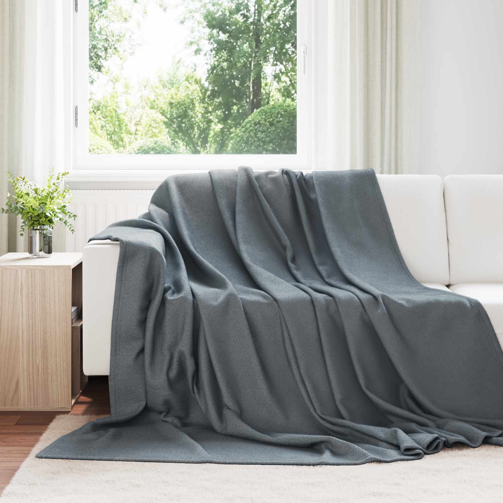 Überwurfdecke Beige 170 x 130 cm Fleece