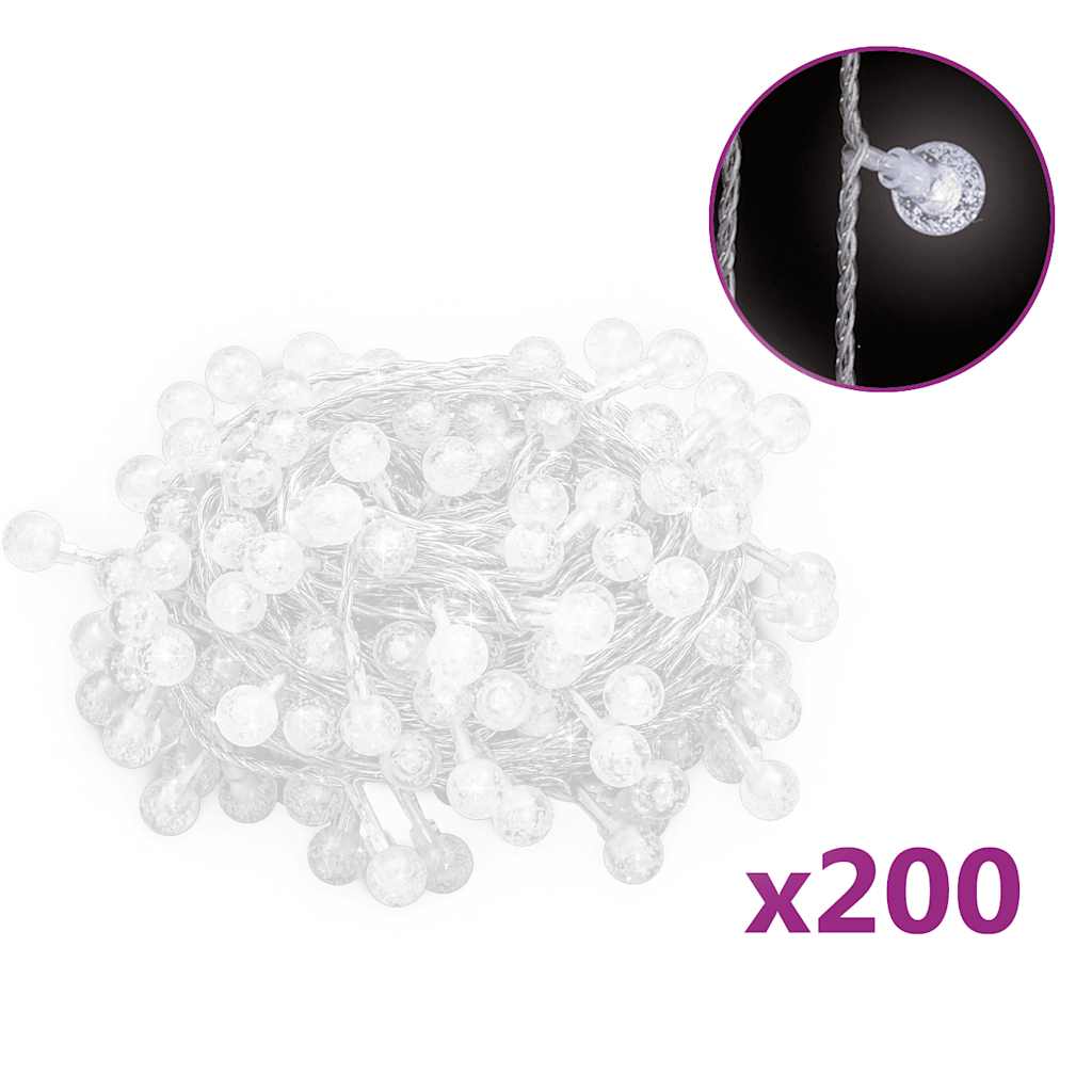 Lichterkette Kugeln 20 m 200 LED Warmweiß 8 Funktionen