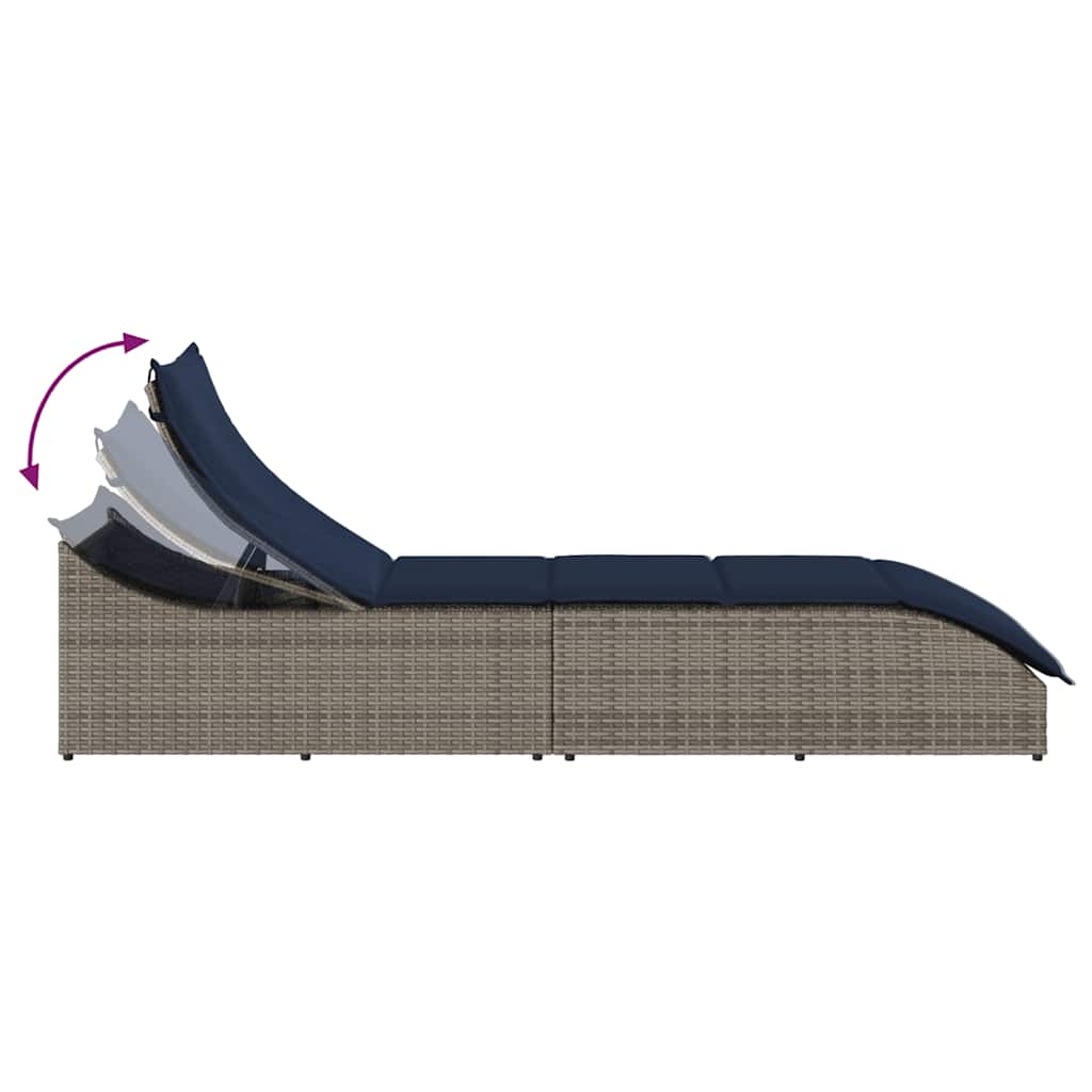 Klappliege mit Auflage und Stauraum Schwarz Poly-Rattan