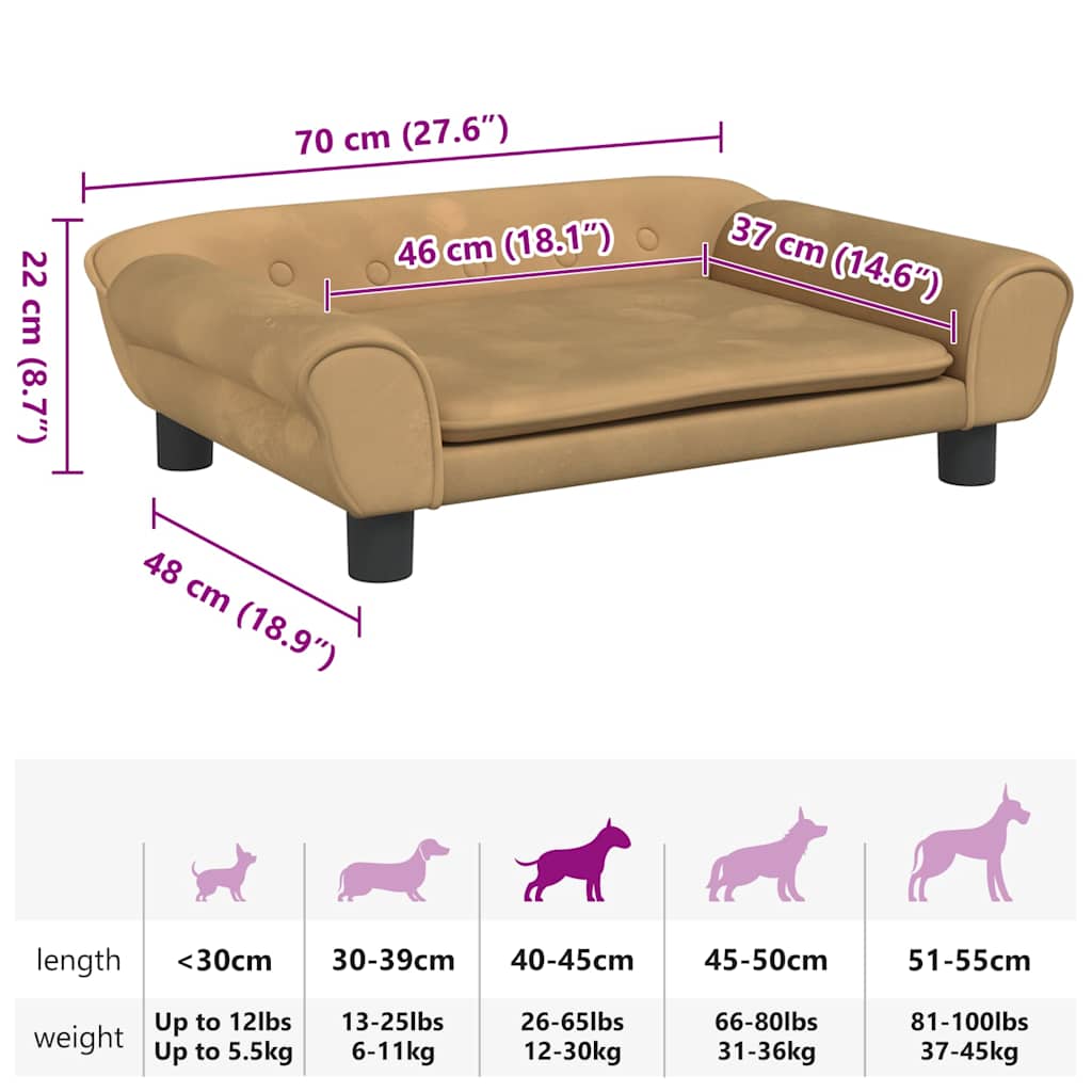 Hundebett Blau 100x50x21 cm Samt