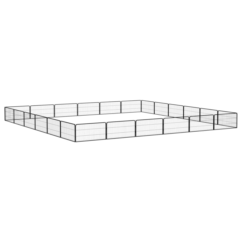 4-tlg. Hundelaufstall Schwarz 100x50cm Stahl Pulverbeschichtung