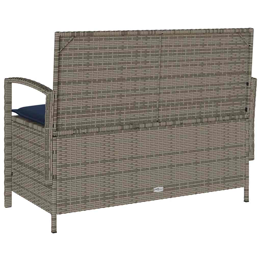Gartenbank mit Stauraum und Kissen Schwarz Poly Rattan