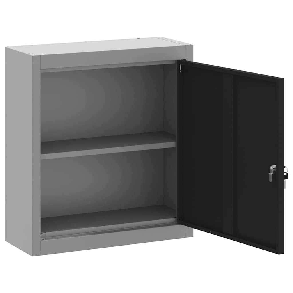 Werkzeugschrank mit Regal Schwarz und Grau 55 x 55 x 55 cm