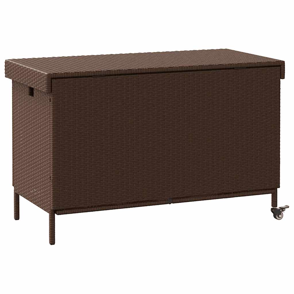 Gartentruhe mit Rollen Schwarz 110x55x73 cm Poly Rattan