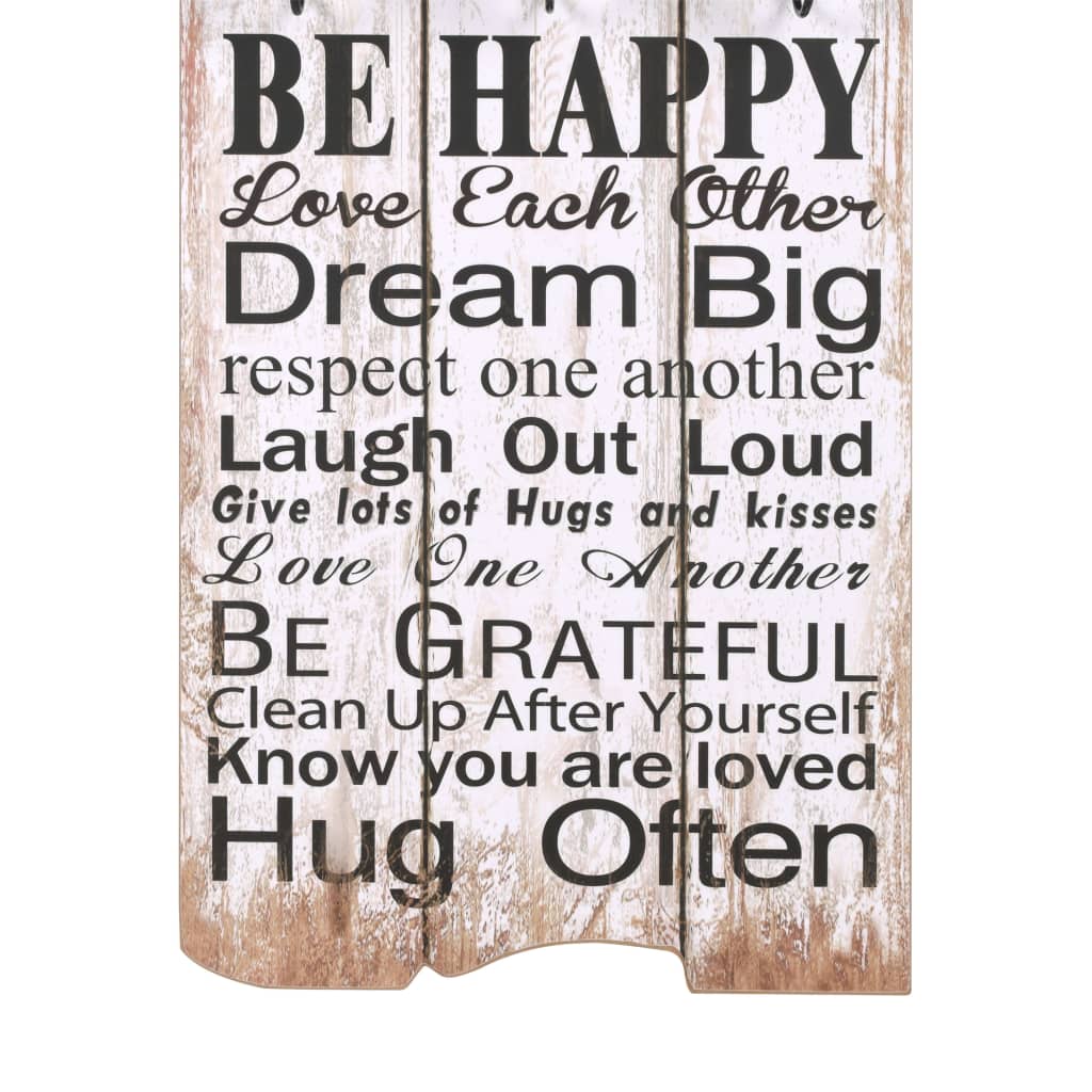 Wandgarderobe mit 6 Haken 120 x 40 cm "HOME IS