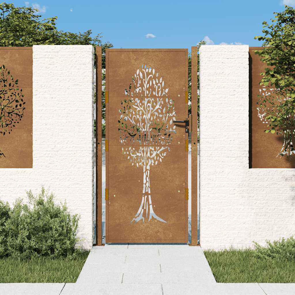 Gartentor 100x75 cm Cortenstahl Baumdesign