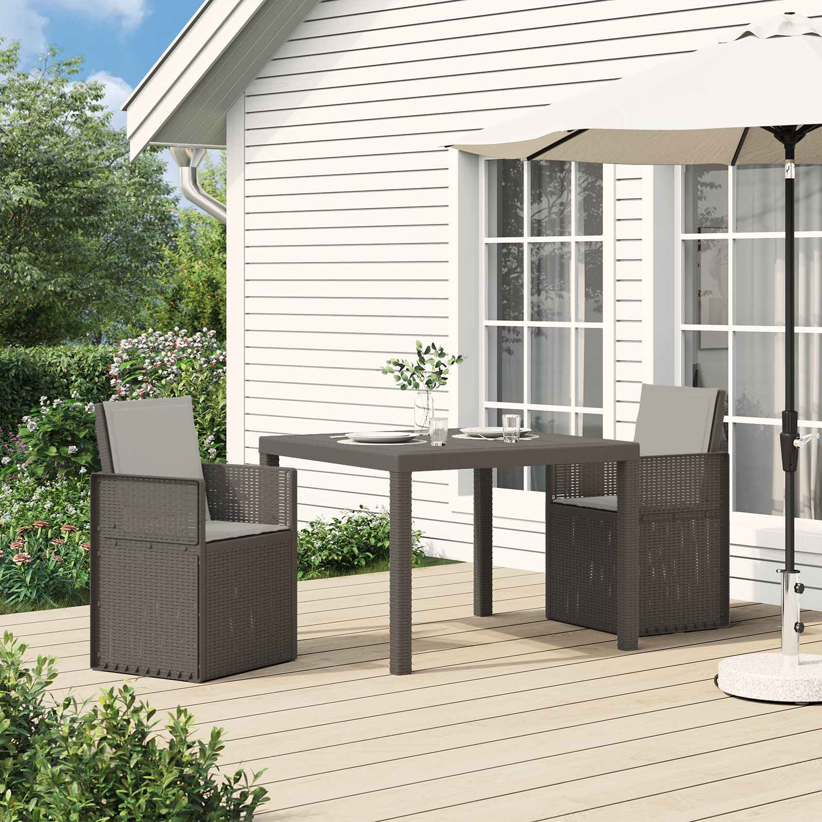 Garten Esszimmerstühle 2 pcs Weiß und Hellgrau PP