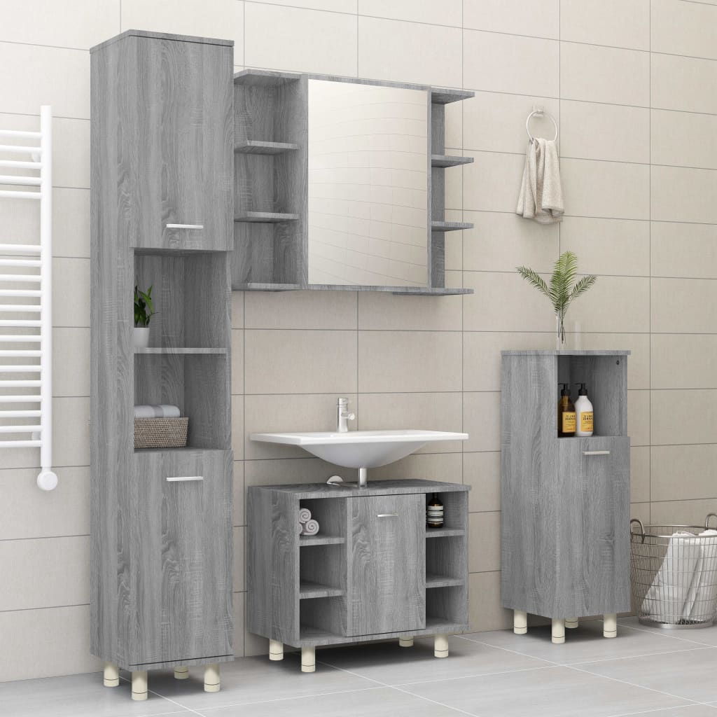 Badezimmerschrank Weiß 30x30x95 cm Holzwerkstoff