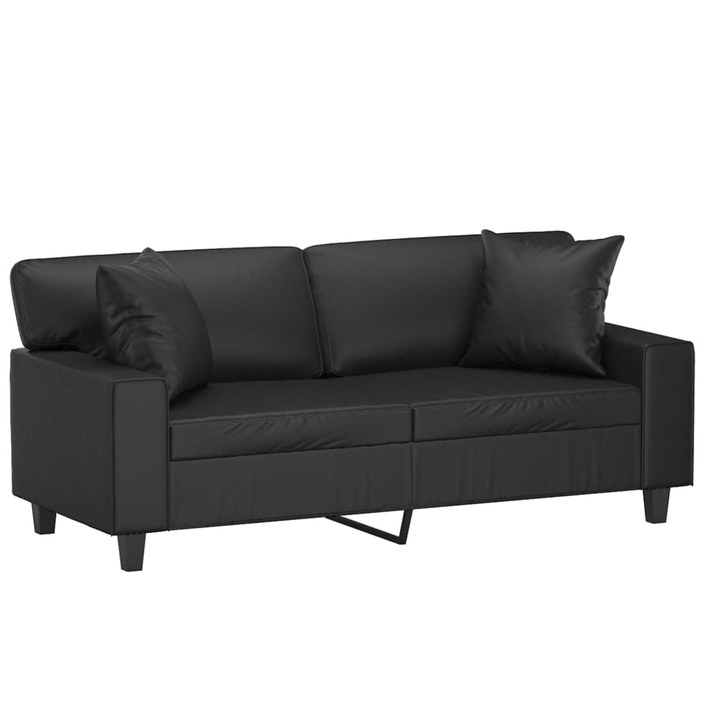 2-Sitzer-Sofa mit Zierkissen Creme 120 cm Kunstleder
