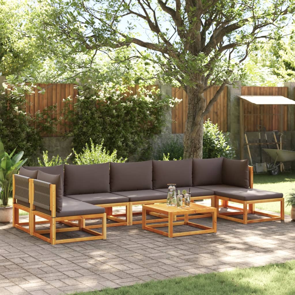 6-tlg. Gartensofa-Set mit Kissen Holz Akazie & Seil