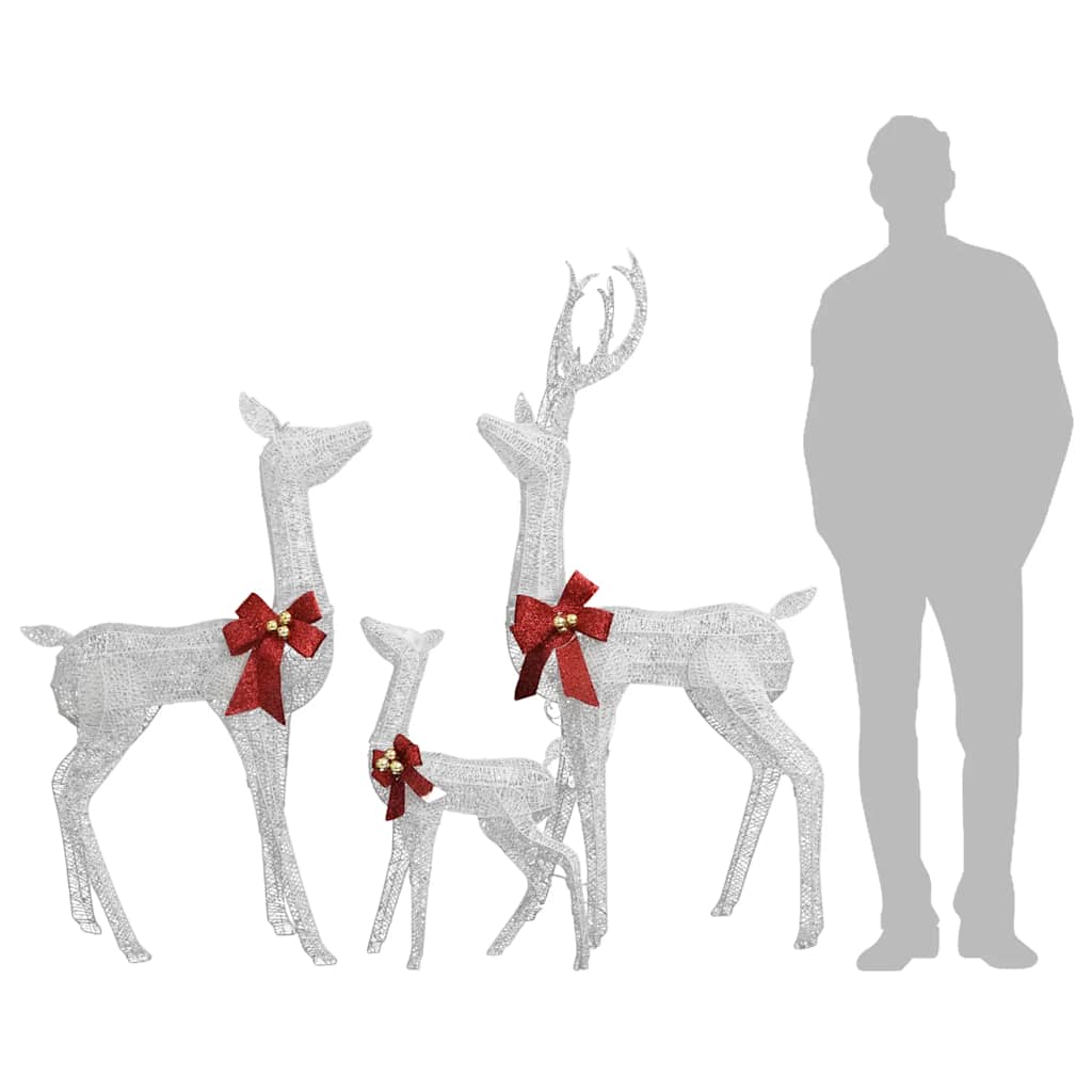 Rentierfamilie Weihnachtsdekoration Weiß und Silber 201 LEDs