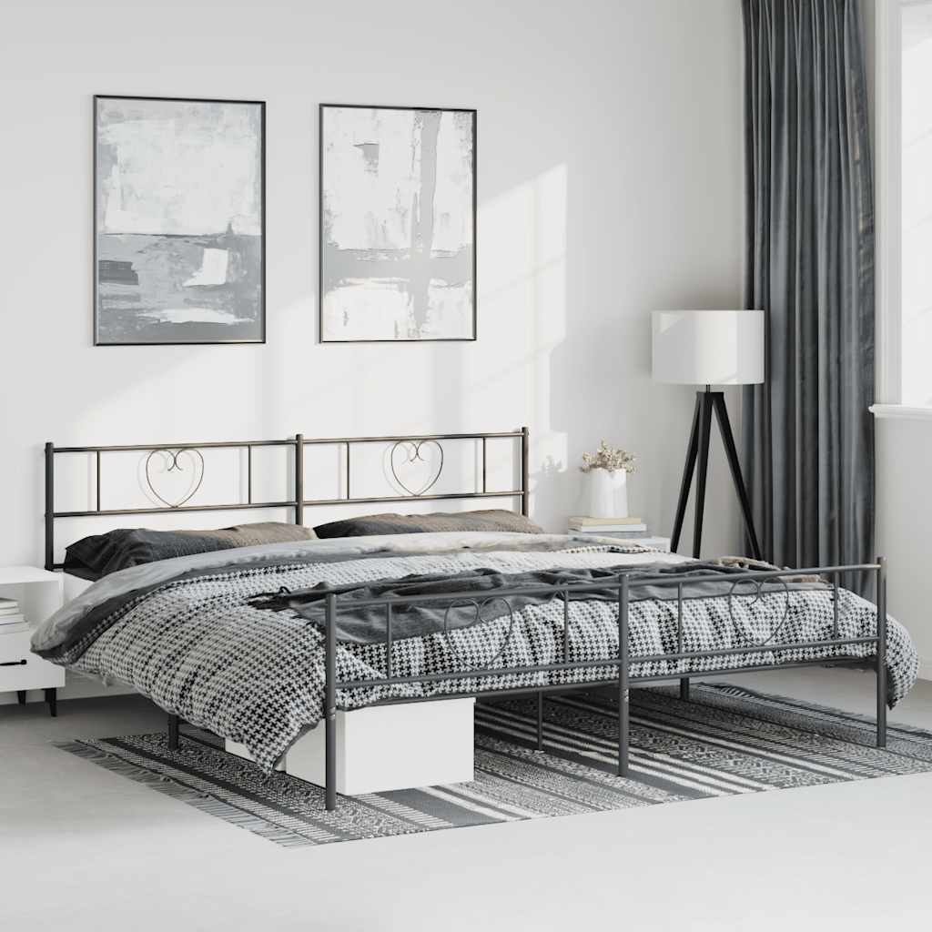 Bettgestell mit Kopfteil Metall Schwarz 100x190 cm