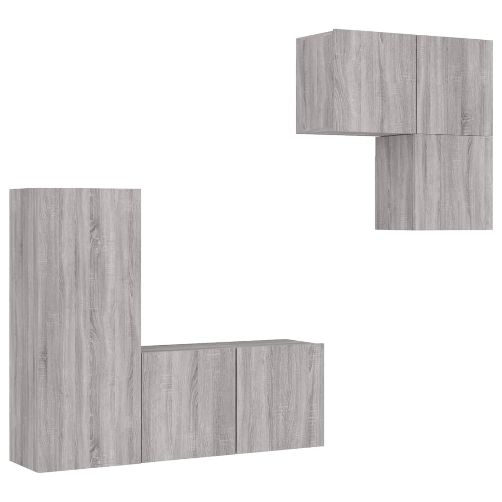 4-tlg. Wohnwand Weiß Holzwerkstoff