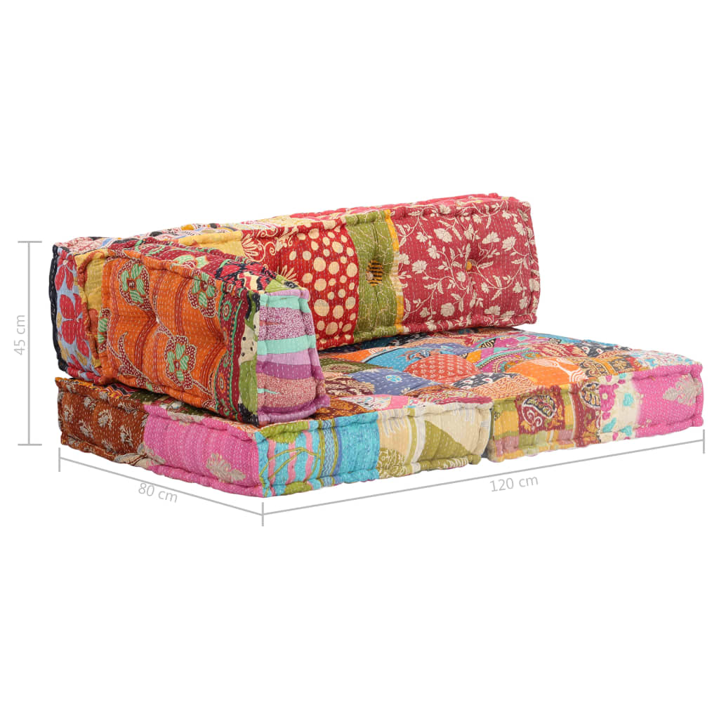 2-Sitzer Modularer Pouf Patchwork Stoff