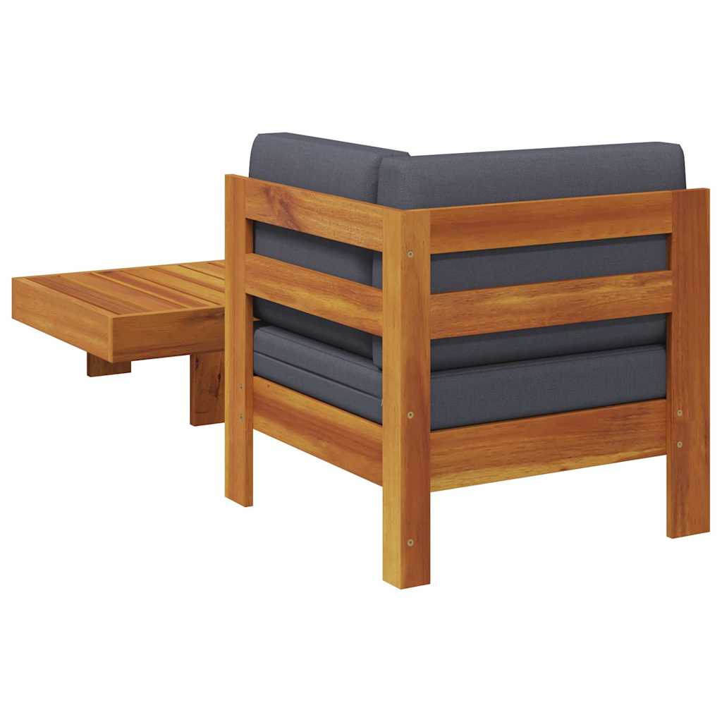 2-tlg. Garten-Lounge-Set mit Cremeweißen Kissen Akazienholz