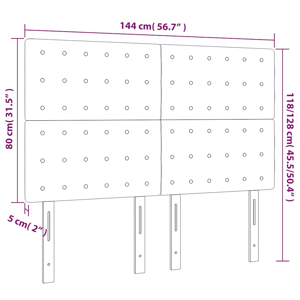 Kopfteil Hellgrau 80x5x118/128 cm Samt