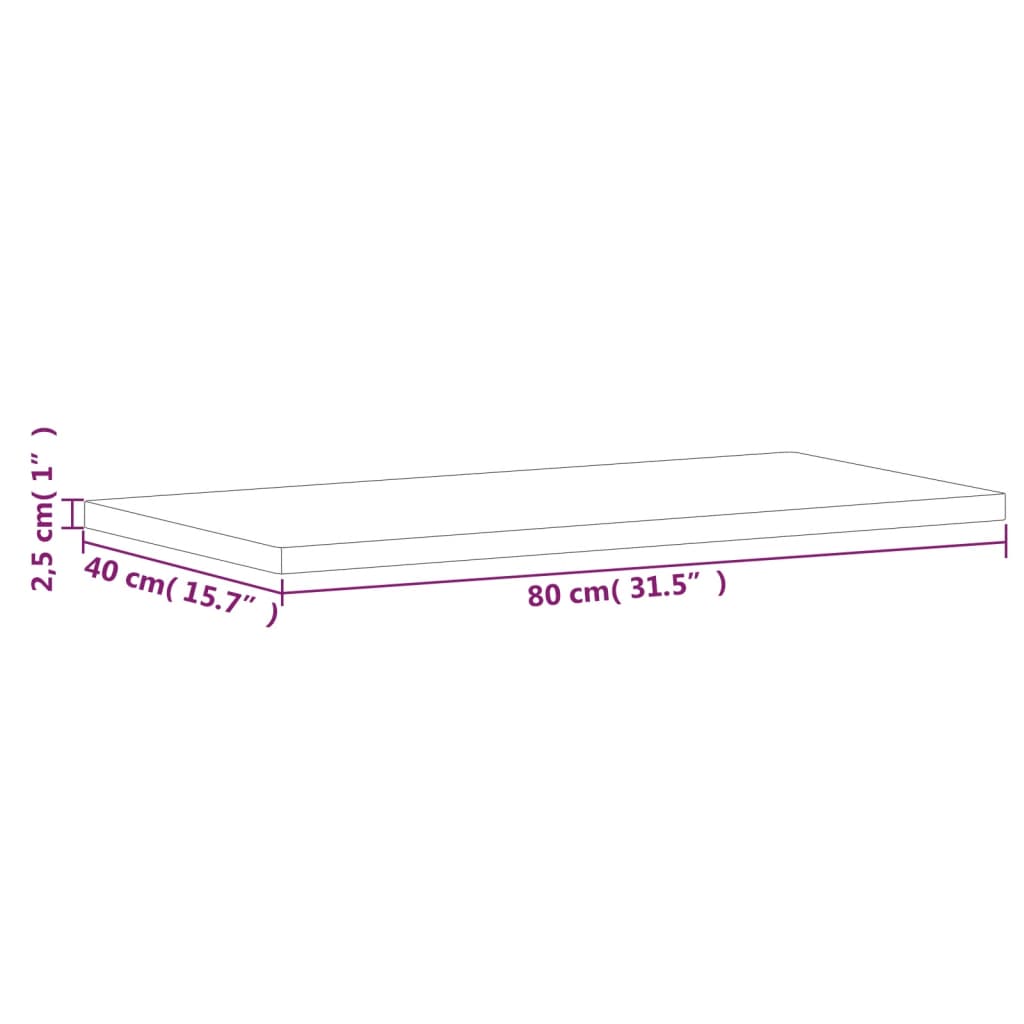 Tischplatte 80x40x1,5 cm Rechteckig Massivholz Buche
