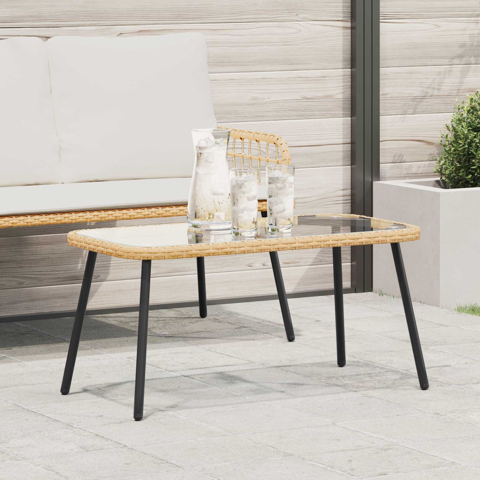 Couchtisch Schwarz 90 x 45 x 43 cm Poly-Rattan