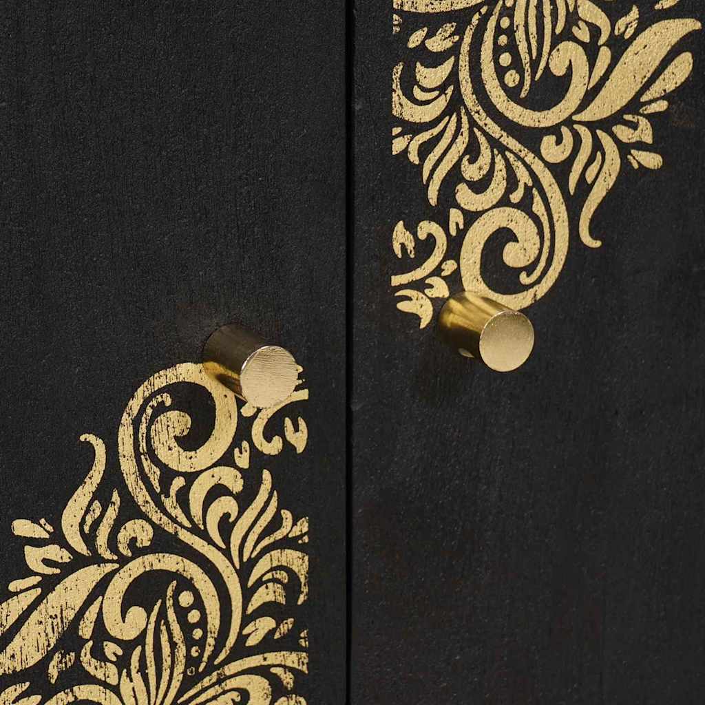 Sideboard Grau und Gold 60 x 33 x 75 cm Massivholz Mango