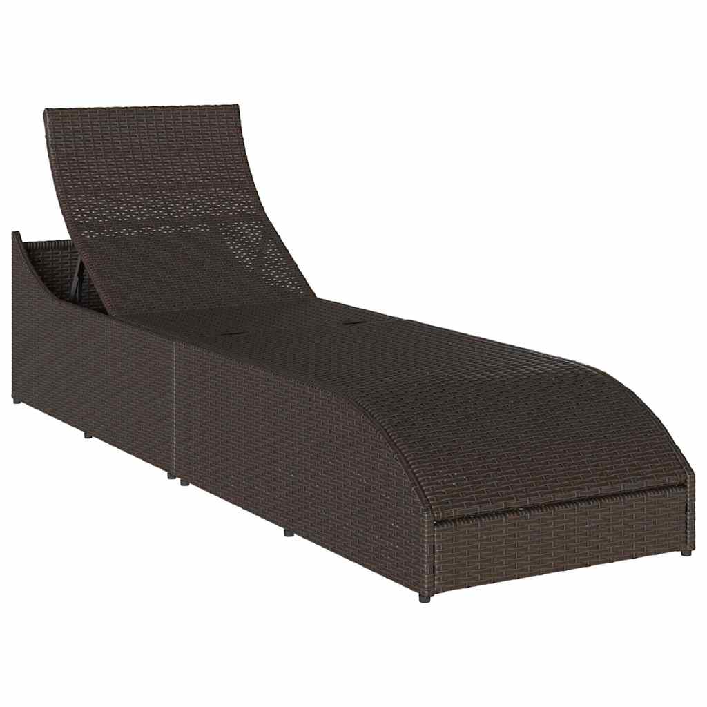 Klappliege mit Auflage und Stauraum Schwarz Poly-Rattan