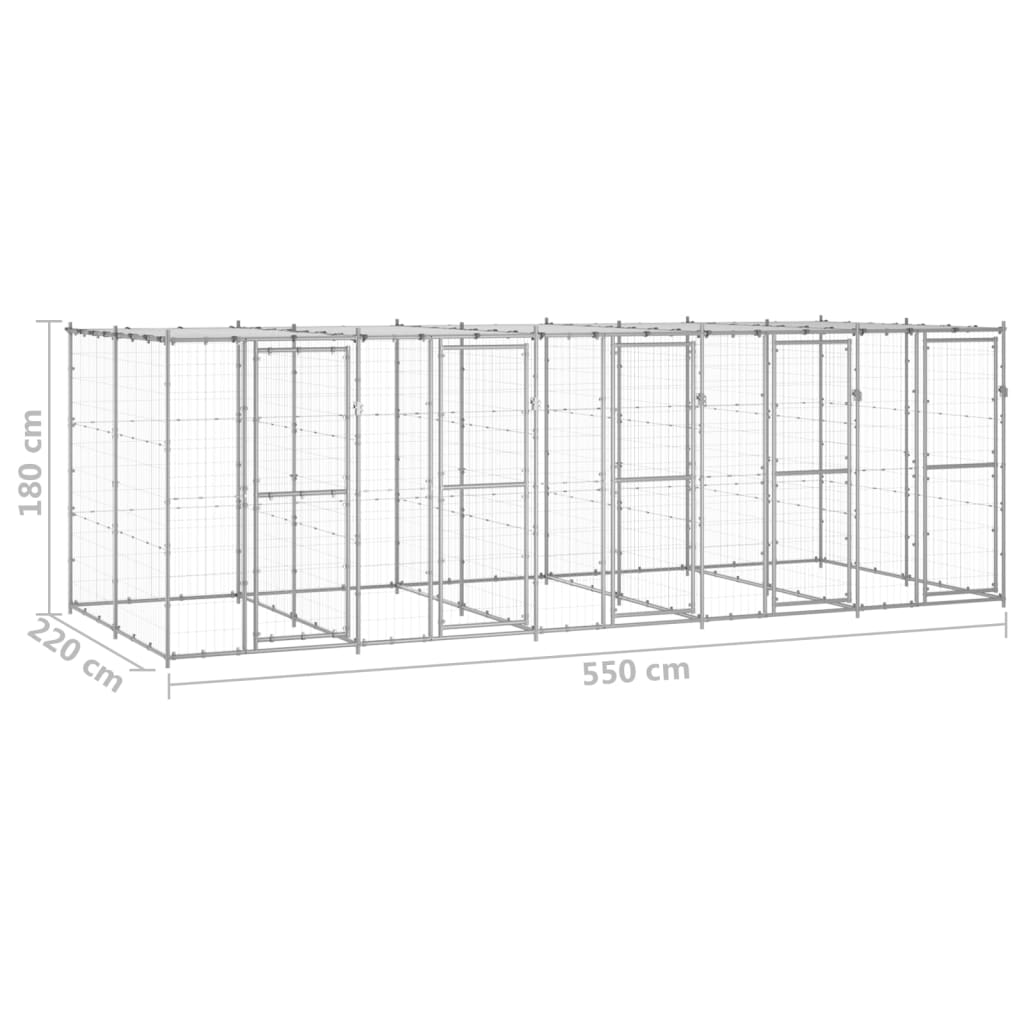 Outdoor-Hundezwinger Stahl mit Überdachung 110x220x180 cm