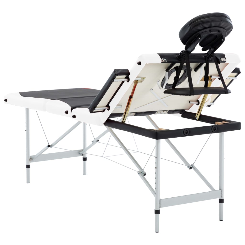 Massageliege Klappbar 4-Zonen Aluminiumgestell Schwarz und Rosa