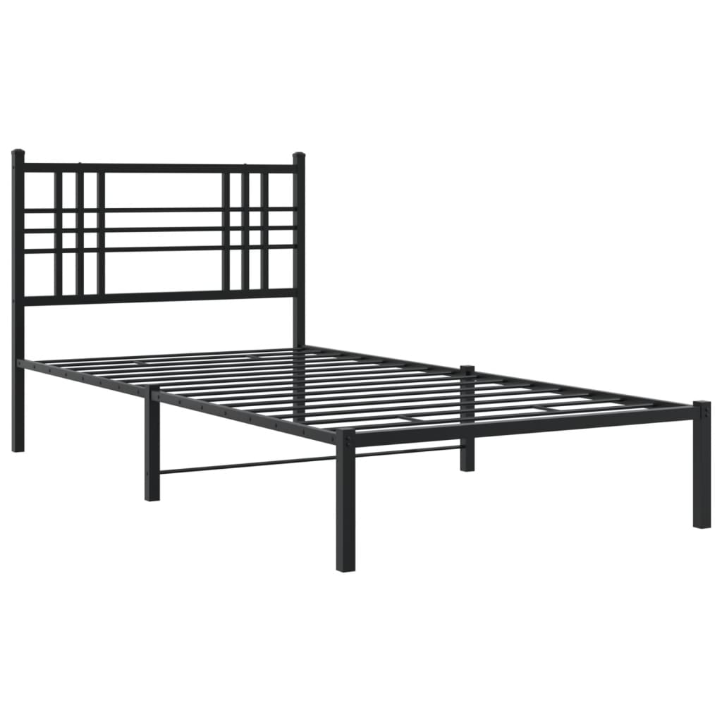 Bettgestell mit Kopf- und Fußteil Metall Schwarz 90x200 cm