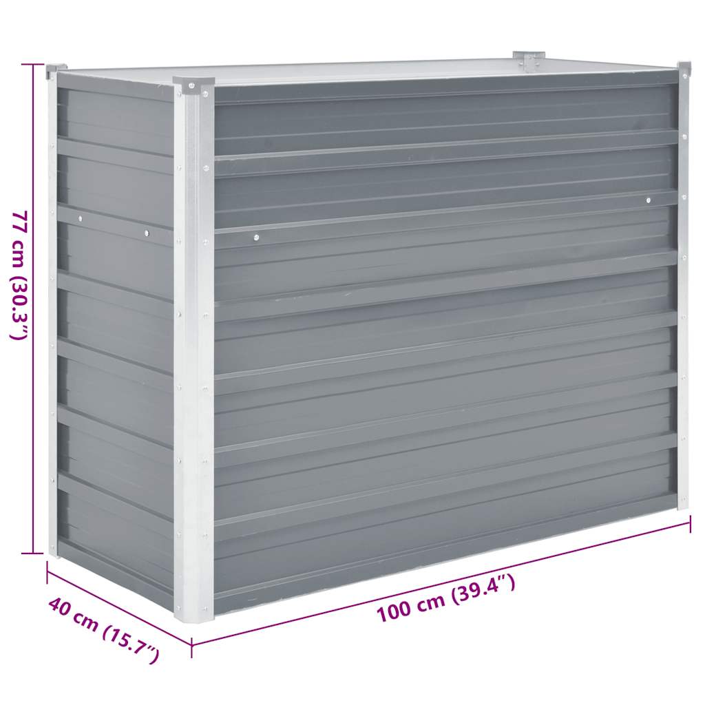 Hochbeet 160 x 80 x 77 cm Verzinkter Stahl Grau
