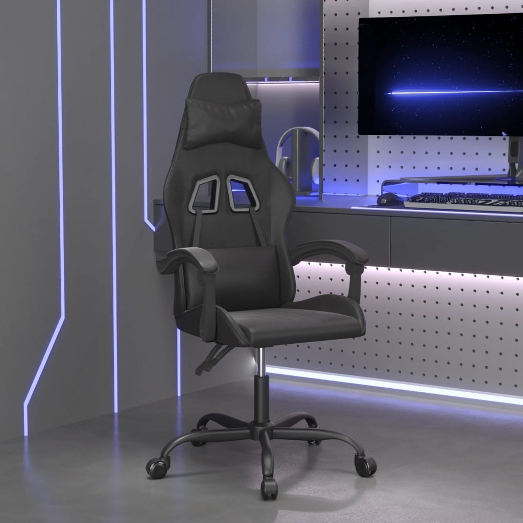 Gaming-Stuhl Drehbar Schwarz und Blau Kunstleder