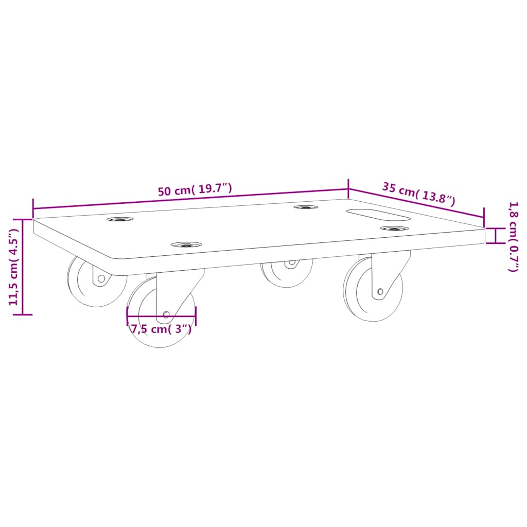 Transportroller 2 Stk. Rechteckig 60x40x11,5 cm 250 kg