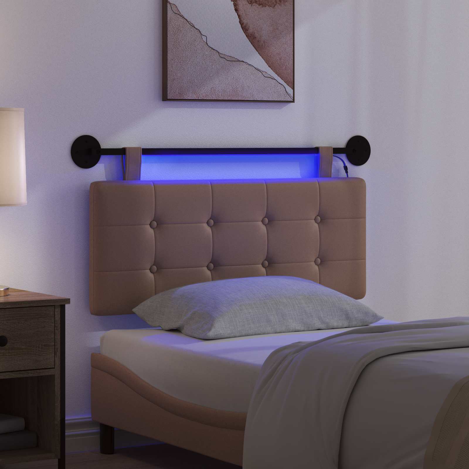 Hängendes Kopfteil Mit LED Licht Creme Kunstleder