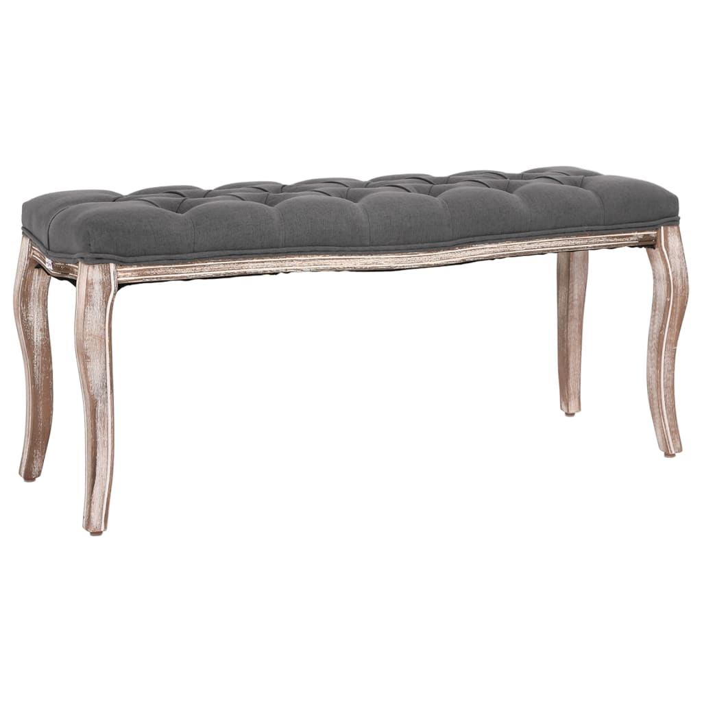 Bank Leinen Massivholz 110 x 38 x 48 cm Cremeweiß