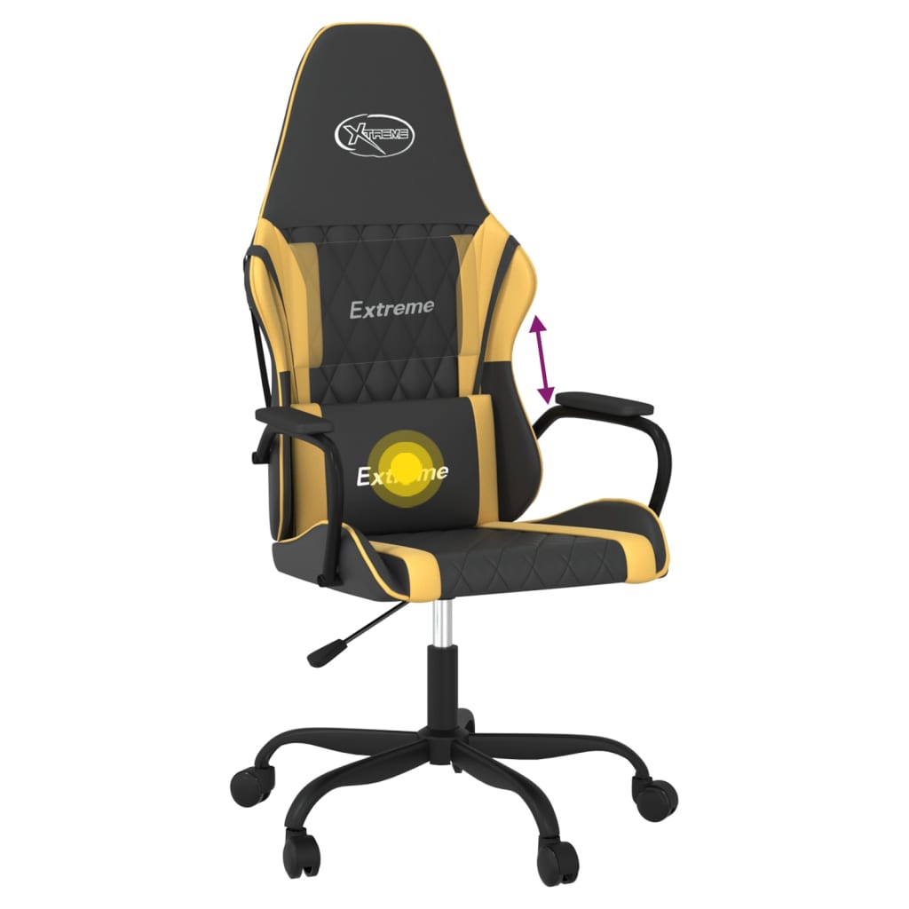Gaming-Stuhl mit Massagefunktion Schwarz und Blau Kunstleder