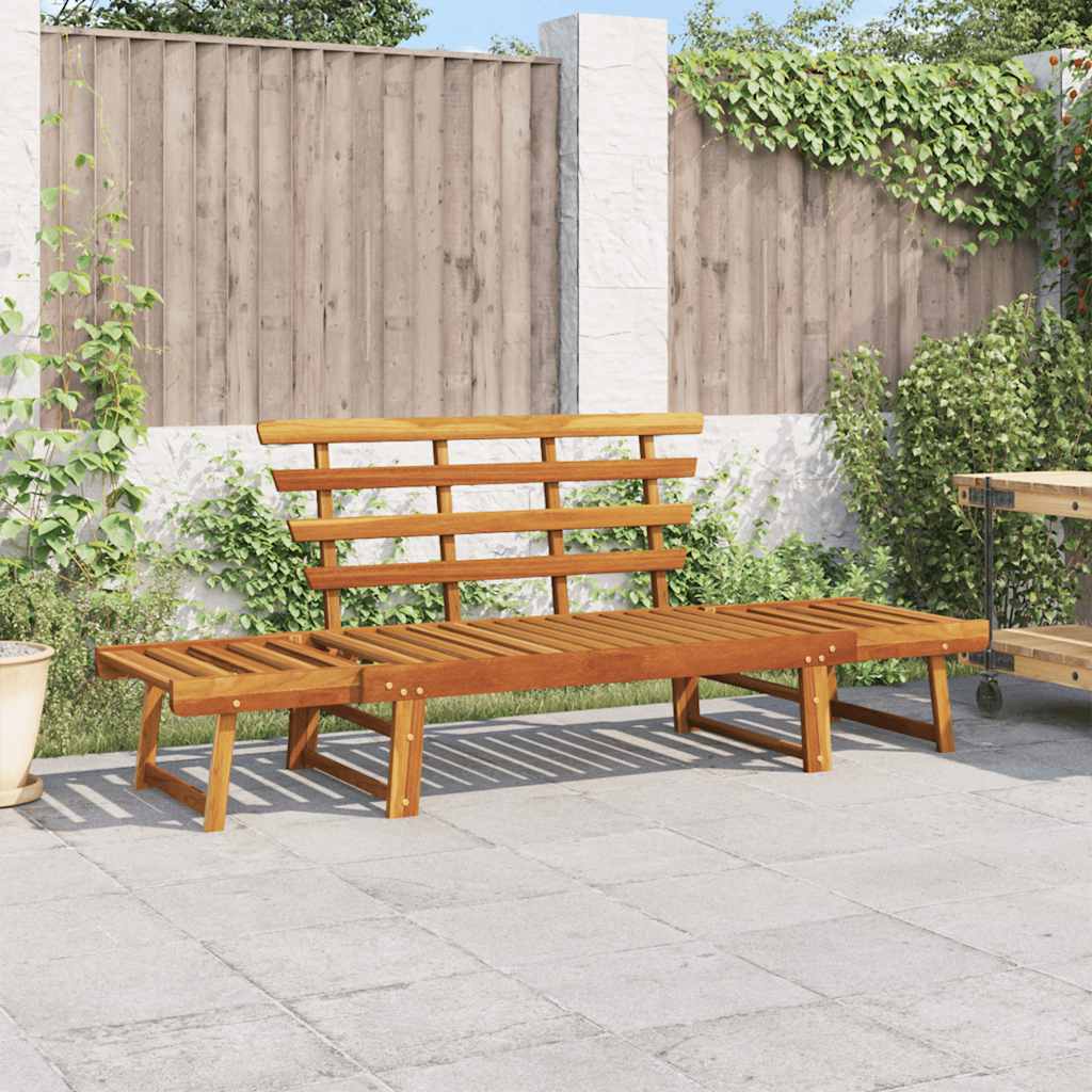 Gartenbank mit Auflagen 2-in-1 190 cm Grau Massivholz Akazie