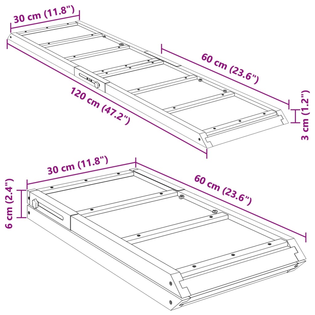 Hunderampe Grau 100x40 cm Massivholz Tanne