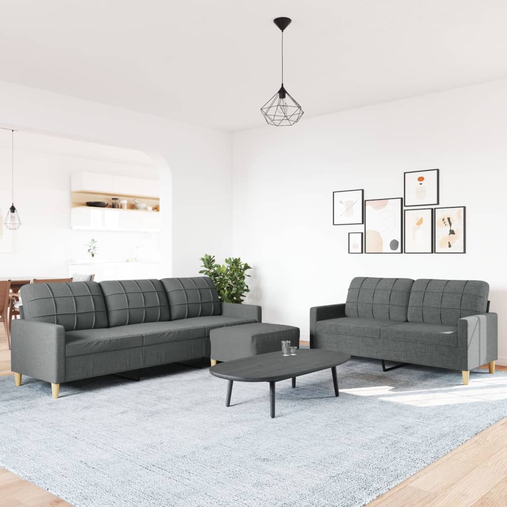 2-tlg. Sofagarnitur Hellgrau Stoff