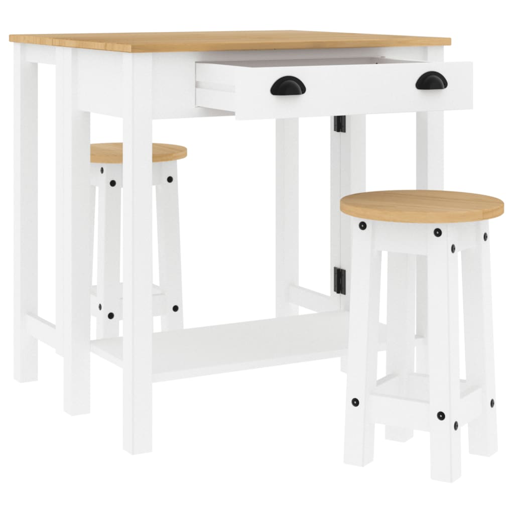 5-tlg. Bar-Set Weiß Massivholz Kiefer