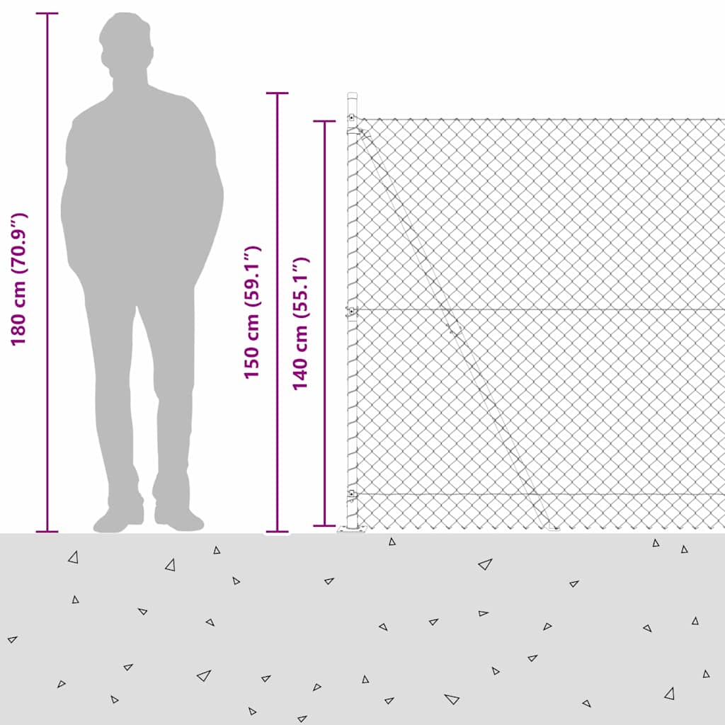 Outdoor Kettenglied-Zaun Erdfixierung 10 x 0,4 m Grün Netz