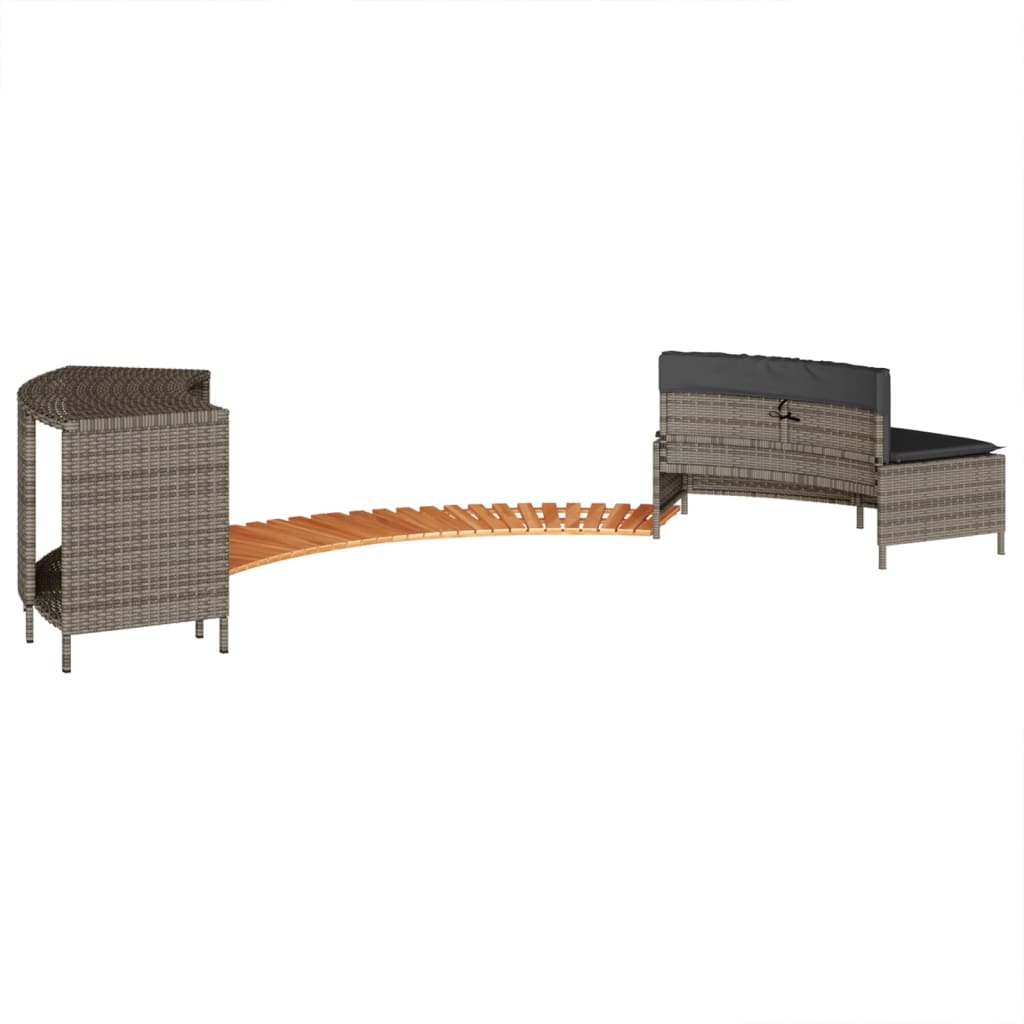 Whirlpool-Umrandung Schwarz Poly-Rattan und Massivholz Akazie