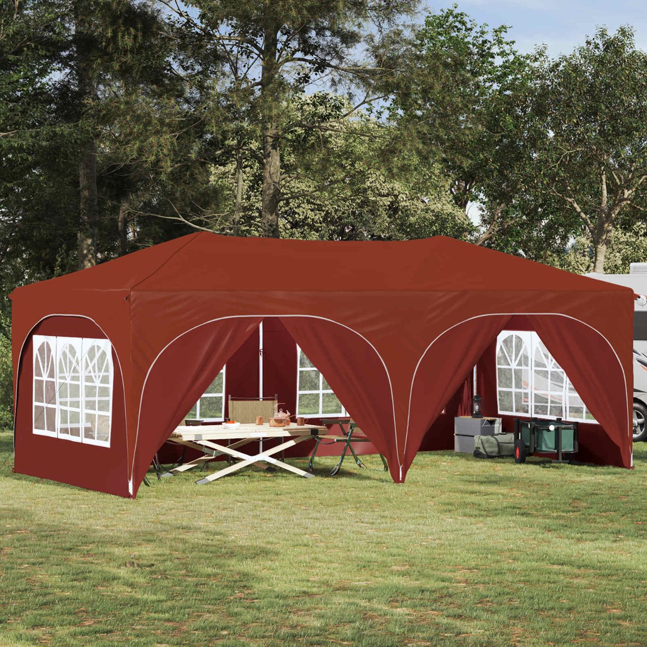Pop-up Partyzelt 575 x 288 x 245 cm Creme Oxford-Stoff